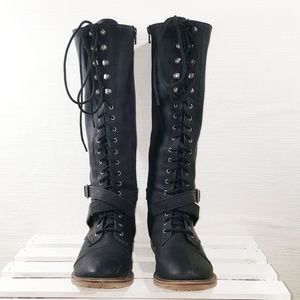 womens black combat boots target